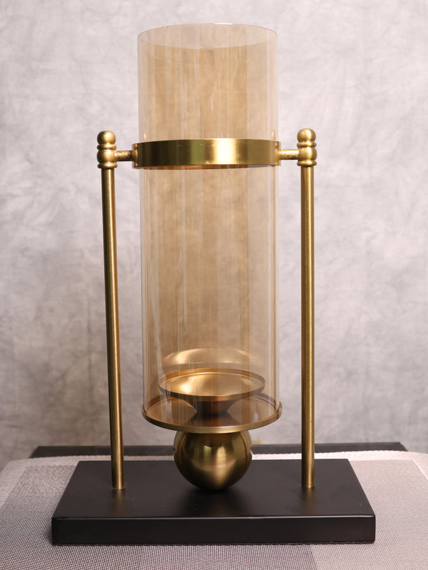 Golden Metal and Glass Candle Stand