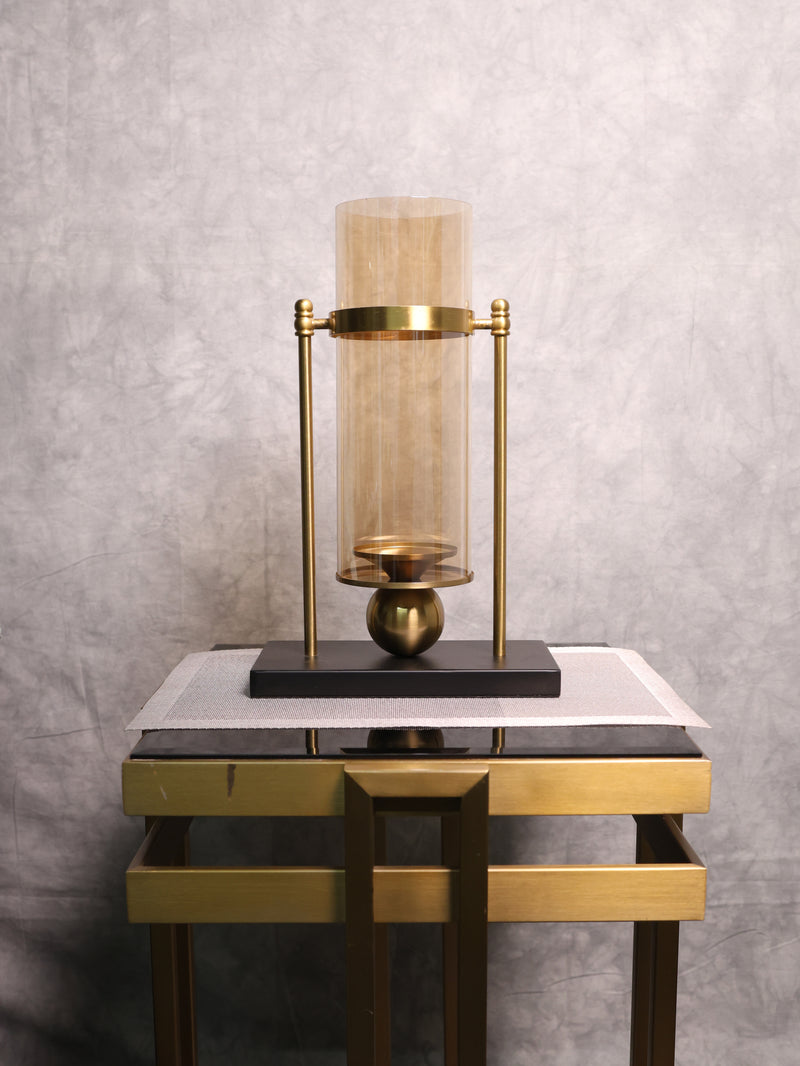 Golden Metal and Glass Candle Stand