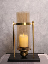 Golden Metal and Glass Candle Stand