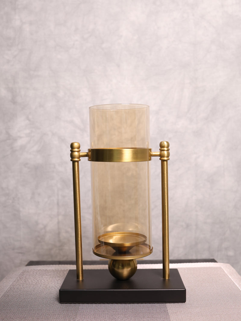 Golden Metal and Glass Candle Stand