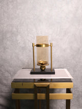 Golden Metal and Glass Candle Stand