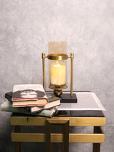 Golden Metal and Glass Candle Stand