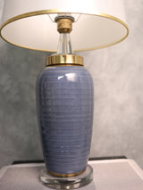 Blue Ceramic Lamp with White Hood