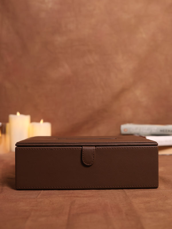 Leather Dark Coffee Tissue Box