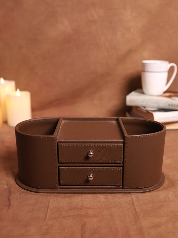 Leather Dark Coffee Office Organizer