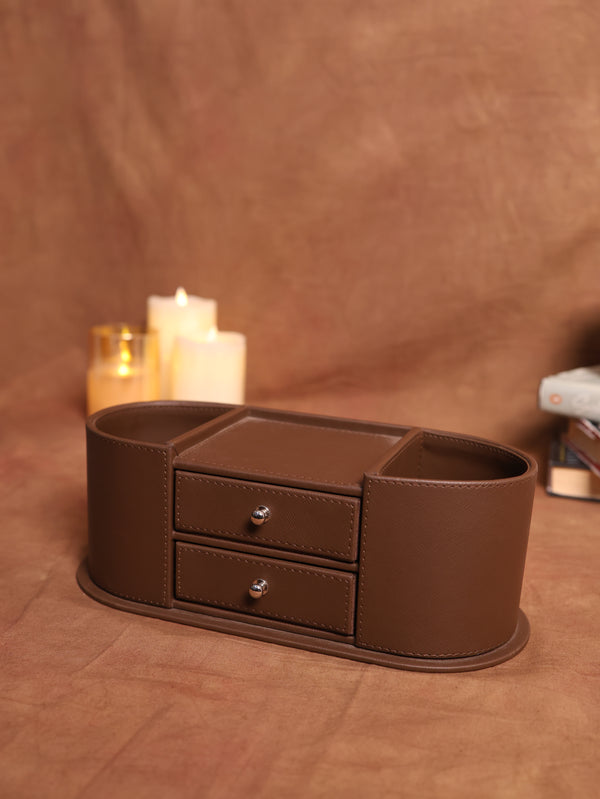 Leather Dark Coffee Office Organizer