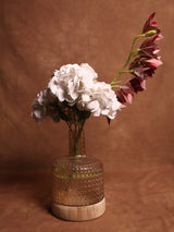 Light Brown Glass Vase with Wooden Base