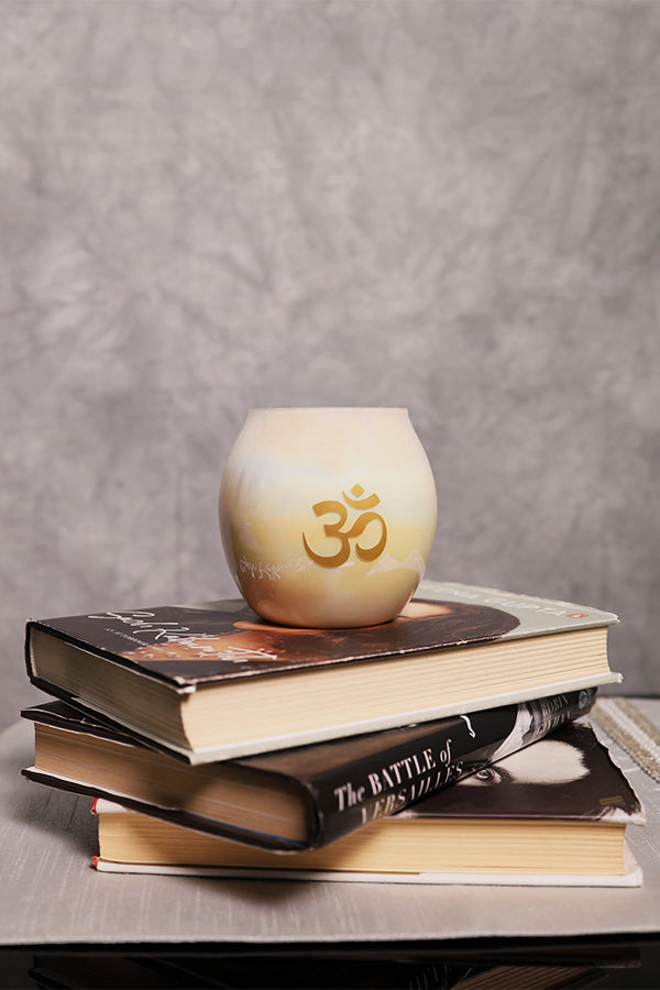 Om White Oval Candle