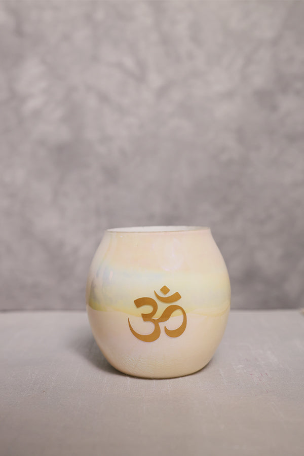 Om White Oval Candle