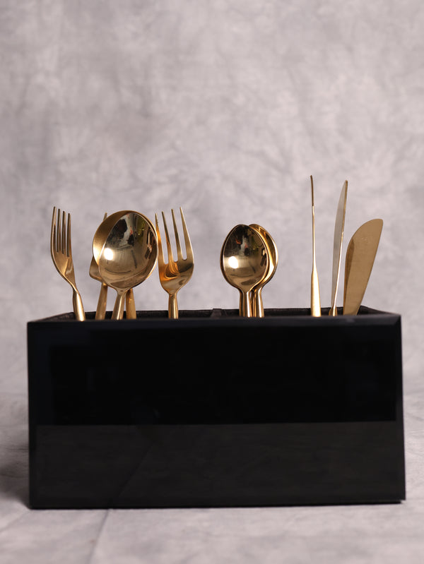 Black Glass Cutlery Holder