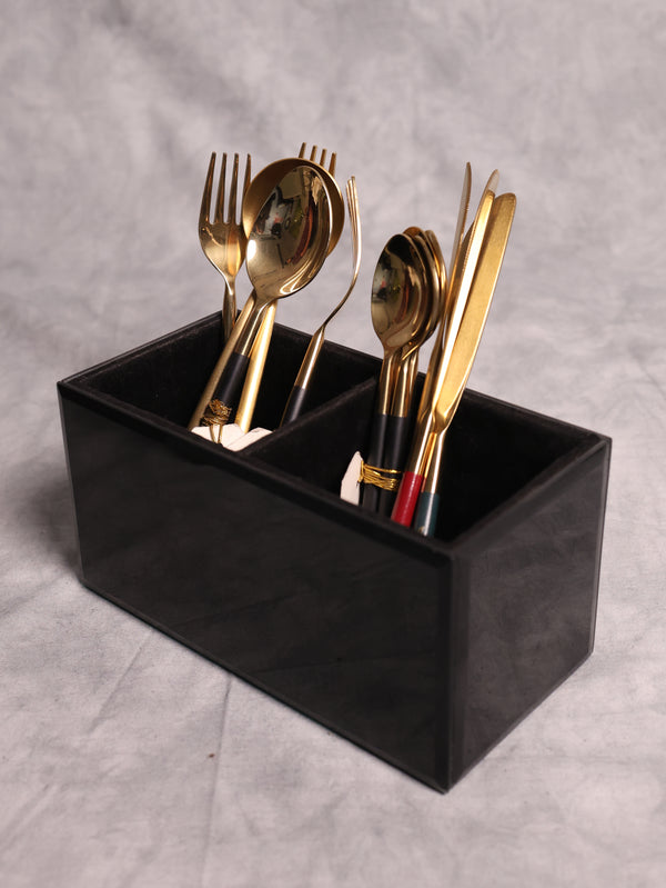 Black Glass Cutlery Holder