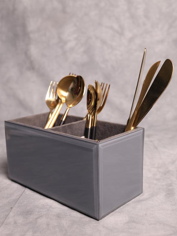 Grey Glass Cutlery Holder