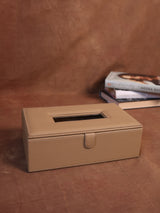 Leather Beige Tissue Box