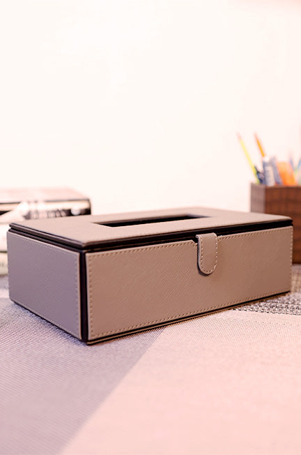 Leather Grey Tissue Box