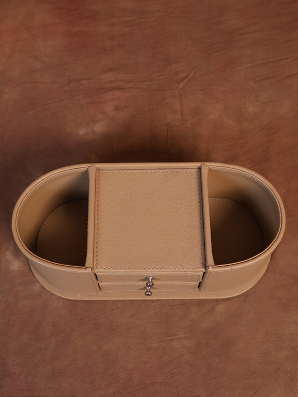 Leather Office Organizer Beige