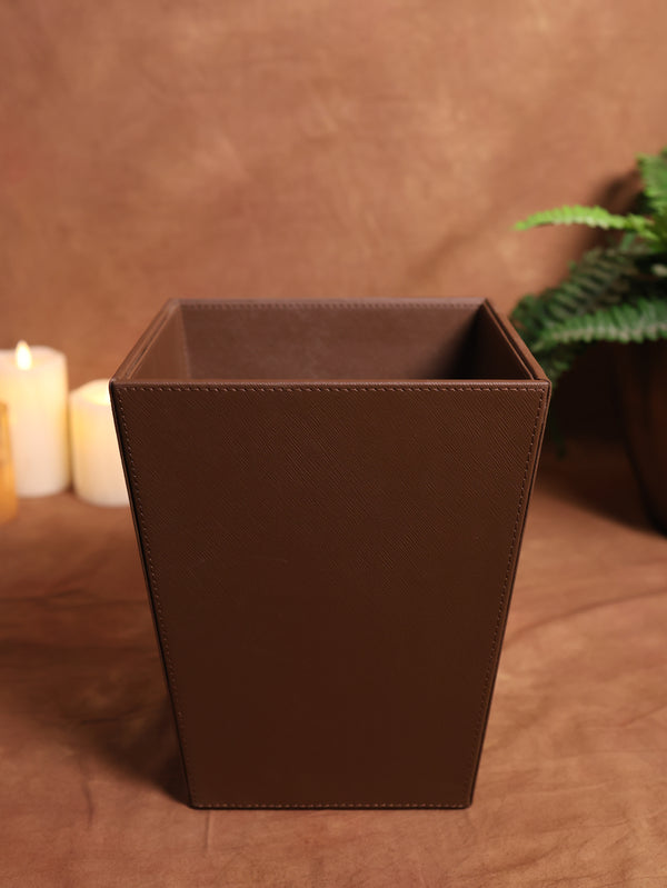 Dark Coffee Leather Dustbin