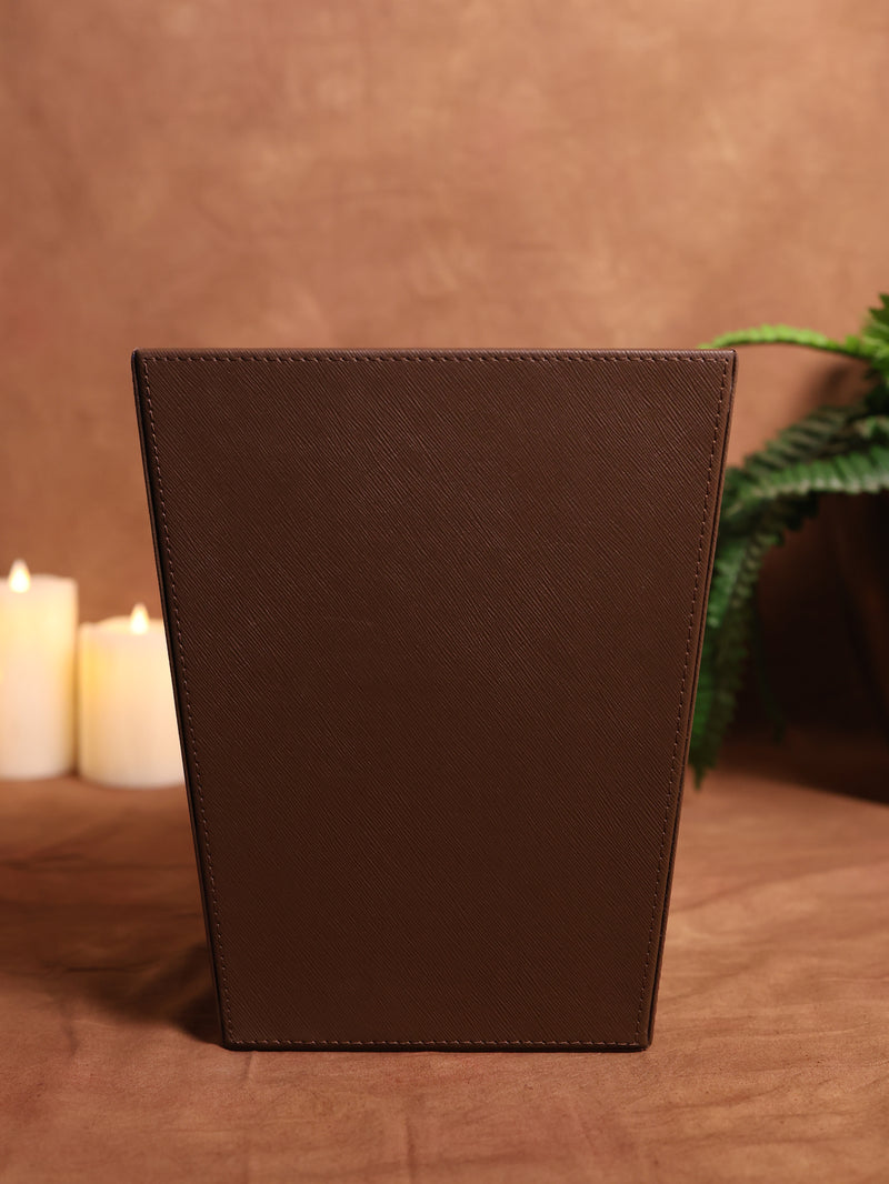 Dark Coffee Leather Dustbin