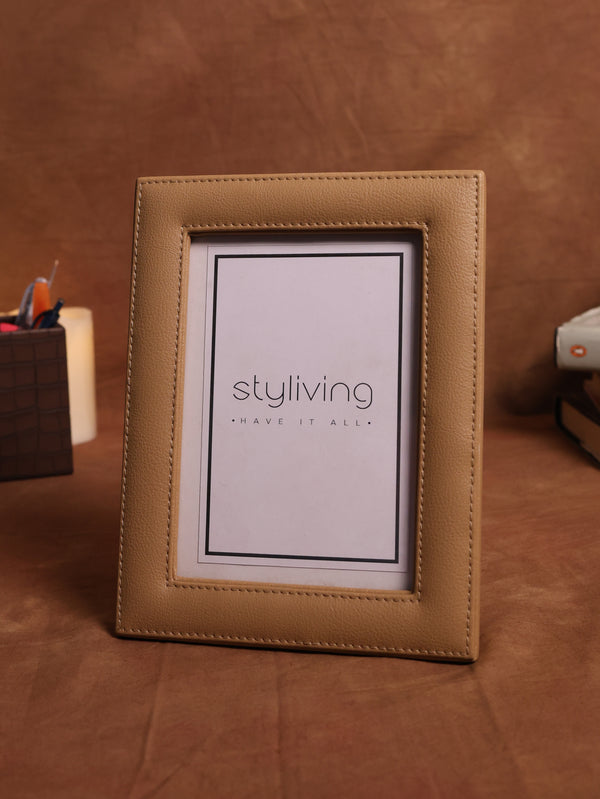 Leather Beige Photo Frame