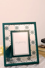 Green Leather and Glass Photo Frame