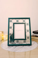 Green Leather and Glass Photo Frame