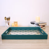 Green Leather and Glass Tray