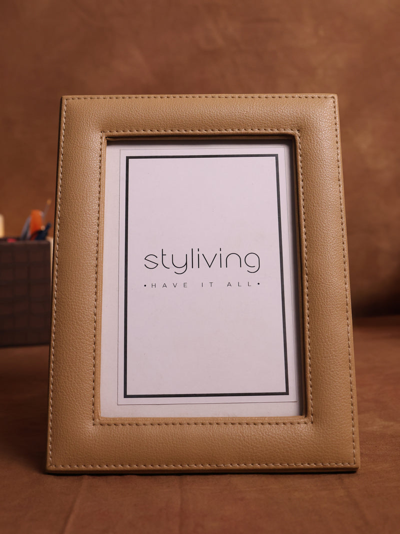 Leather Beige Photo Frame