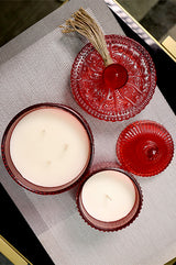 Red Glass Small Candle Jar