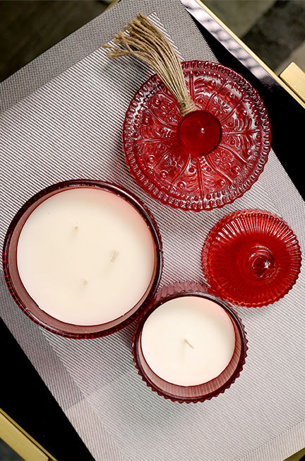 Red Glass Large Candle