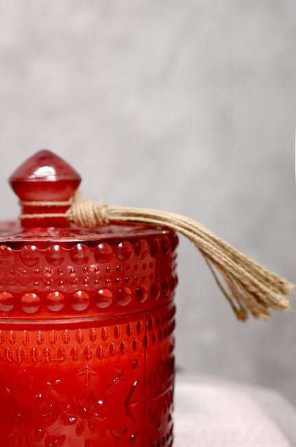 Red Glass Large Candle