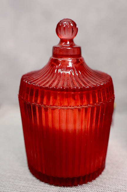 Red Glass Small Candle Jar