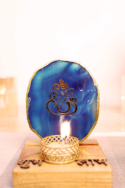 Agate Ganesh with T-Light Holder