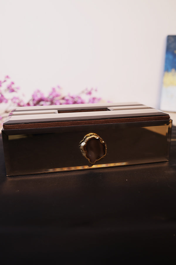 Brown Mirror Agate Tissue-Box