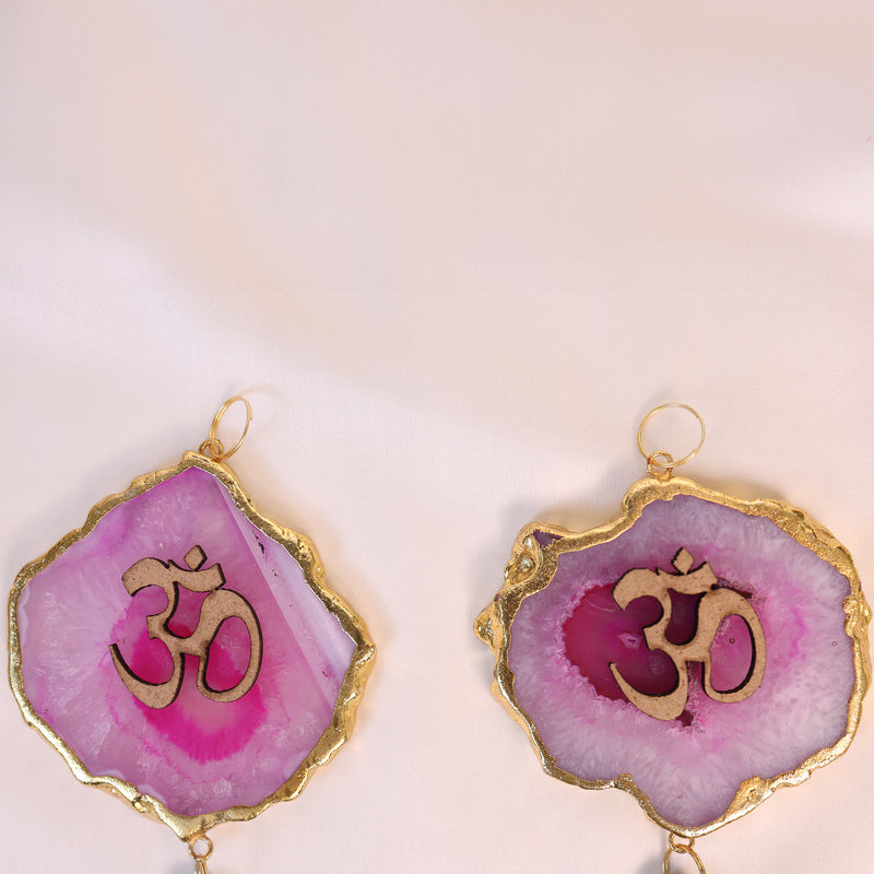 Shubh Labh on Agate (Pink & White)