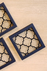 Blue Leather and Glass Coasters