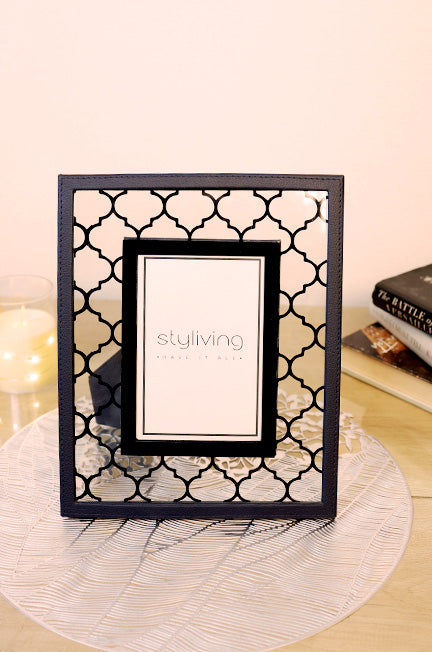 Blue Leather and Glass Photo Frame