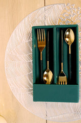 Green Leather Cutlery Holder