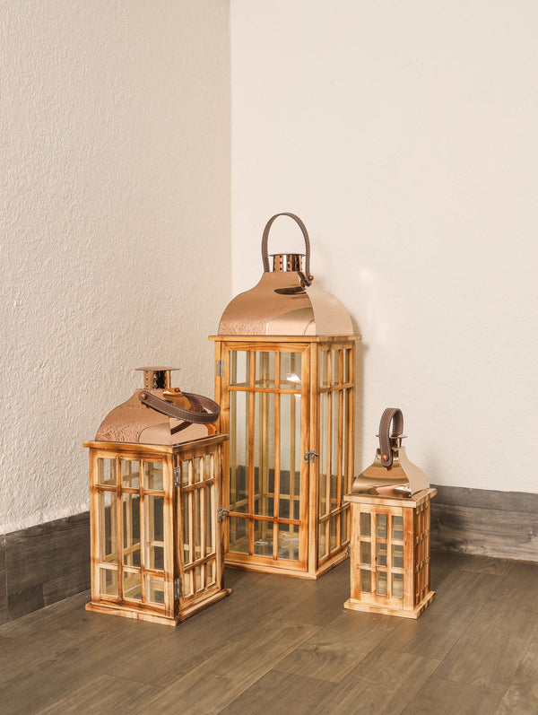 Cottage Wooden Lanterns (Brown)