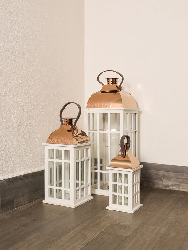 Cottage Wooden Lanterns (White )